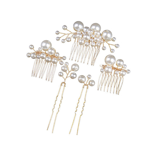 632498627705   ヘアコーム コーム付き  5点セット パール 小物　ヘッドドレス