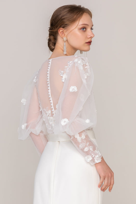 CW2463　2WAY　ボレロ　洋装　前撮り　レース　オシャレドレス