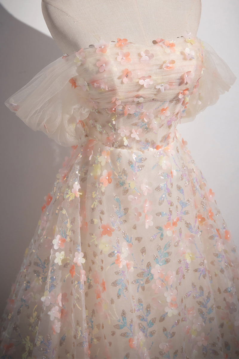747428755260 即納ドレス Aライン チュール ピンクの花