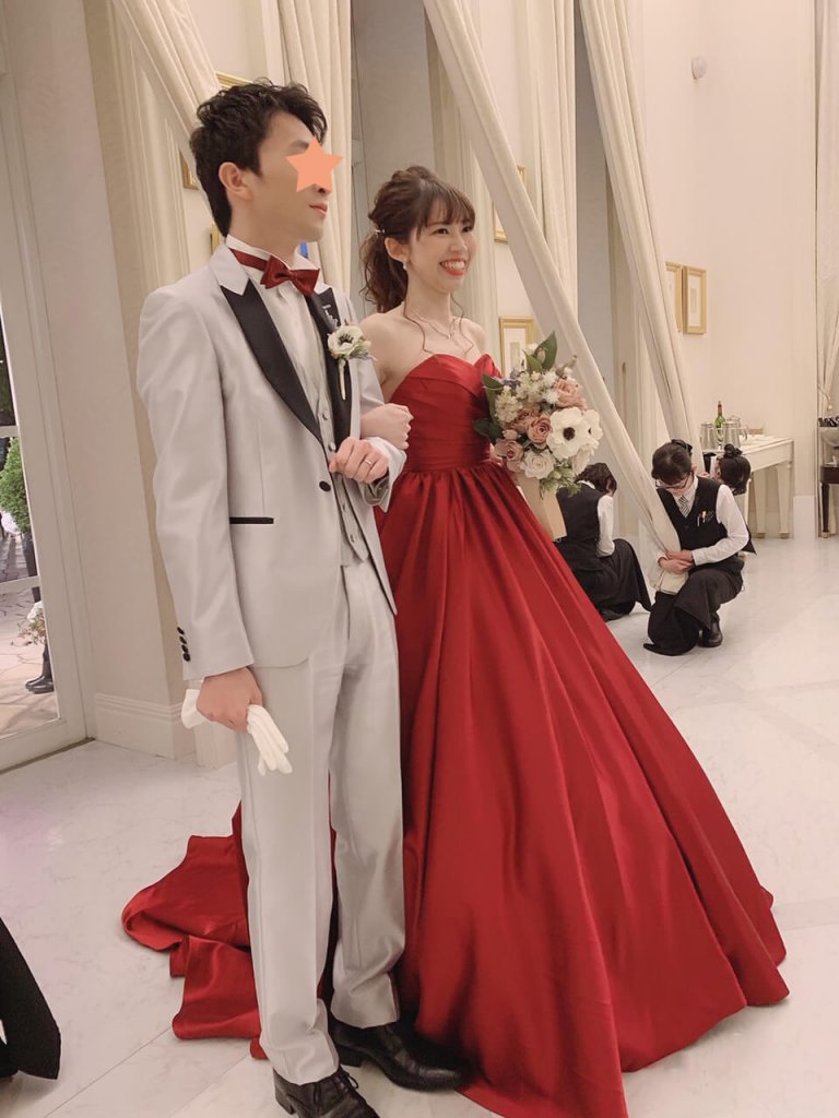 ベイサイドパーク迎賓館千葉みなと　結婚式　カラードレス　赤