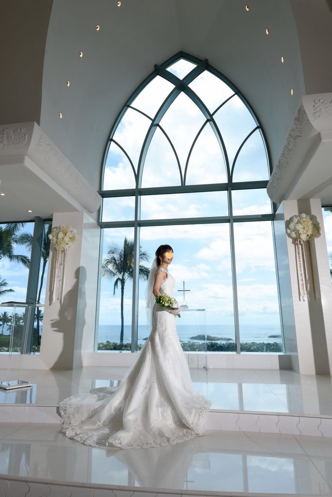 ハワイ（コオリナチャペル プレイス オブ ジョイ）　結婚式　マーメイドウェディングドレス